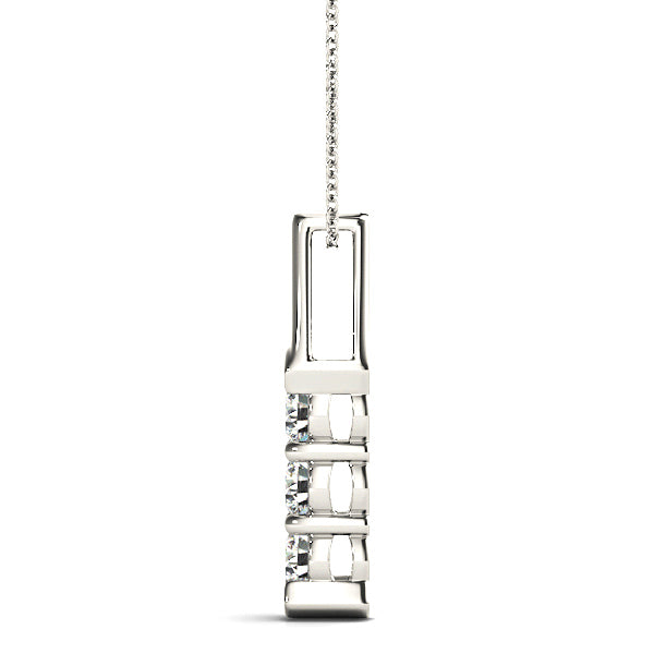1.00 ctw Diamond Three Stone Necklace Pendant-VIRABYANI